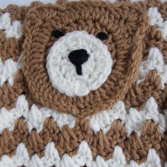 NEW Bears Baby Blanket Hand Crocheted - Picture 3 of 6
